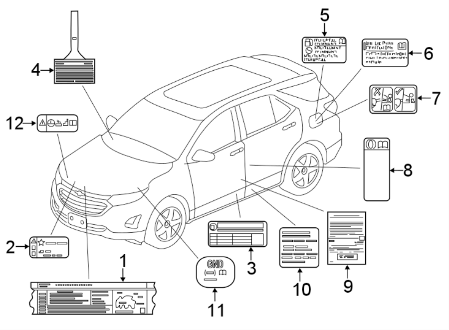 Diagram INFORMATION LABELS. for your 2016 Chevrolet Camaro LT Coupe 2.0L Ecotec M/T 