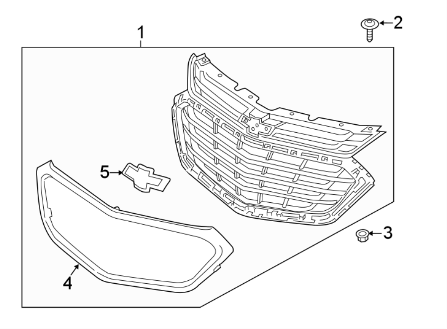 Diagram FRONT BUMPER & GRILLE. GRILLE & COMPONENTS. for your 1987 Chevrolet Cavalier   