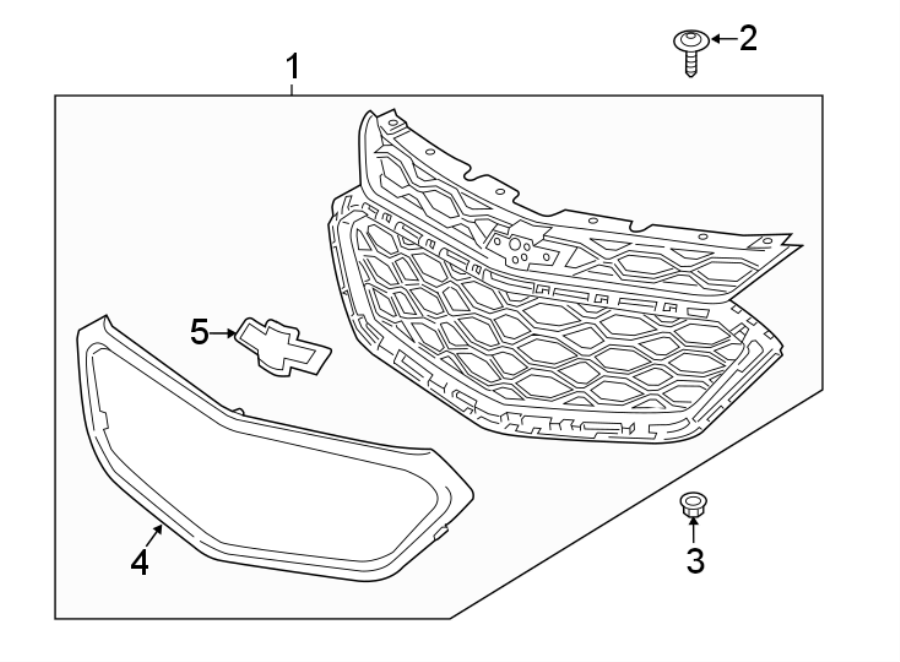 Diagram FRONT BUMPER & GRILLE. GRILLE & COMPONENTS. for your 1987 Chevrolet Cavalier   