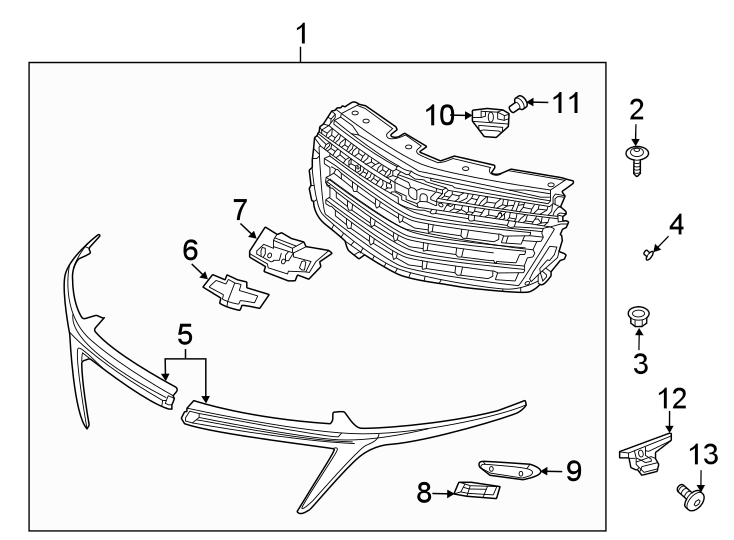 10Front bumper & grille. Grille & components.https://images.simplepart.com/images/parts/motor/fullsize/GV15047.png