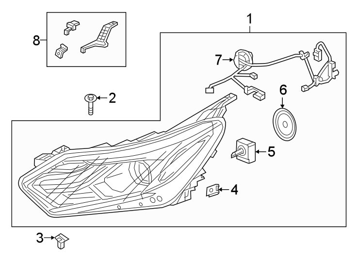 FRONT LAMPS. HEADLAMP COMPONENTS. Diagram