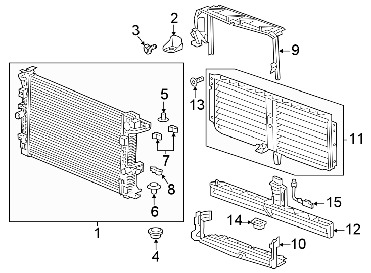 Diagram Radiator & components. for your 2021 Chevrolet Express 3500   