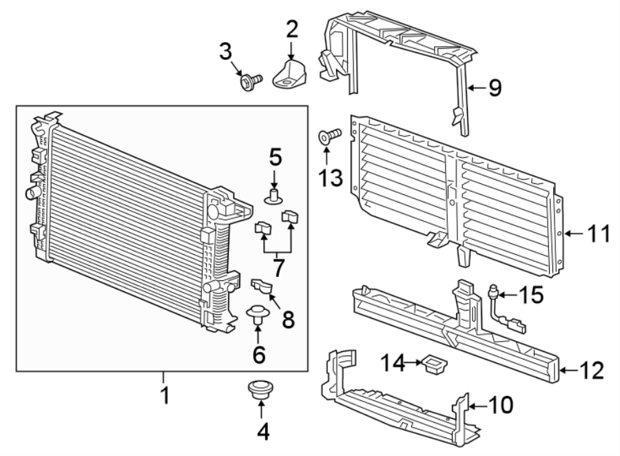 Diagram RADIATOR & COMPONENTS. for your 2008 GMC Envoy   