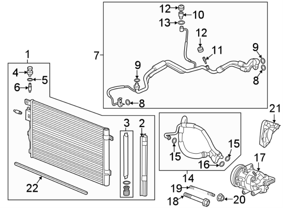 Diagram AIR CONDITIONER & HEATER. COMPRESSOR & LINES. CONDENSER. for your 2024 GMC Sierra 2500 HD   