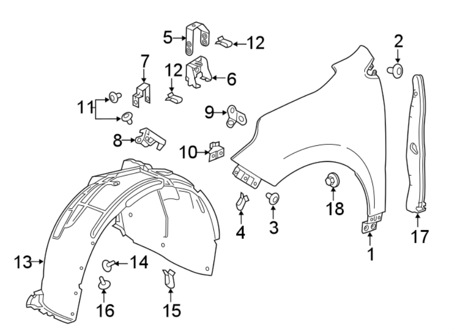 Diagram FENDER & COMPONENTS. for your 2019 Chevrolet Suburban 3500 HD   