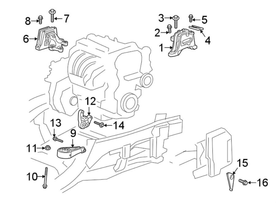 Diagram ENGINE / TRANSAXLE. ENGINE & TRANS MOUNTING. for your 2004 GMC Sierra 2500 HD 6.6L Duramax V8 DIESEL A/T 4WD SLE Crew Cab Pickup 