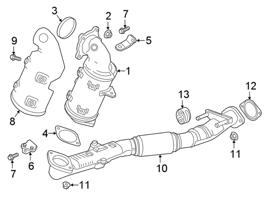 Diagram EXHAUST SYSTEM. EXHAUST COMPONENTS. for your 1992 Chevrolet K3500  Scottsdale Extended Cab Pickup Fleetside 6.5L V8 DIESEL A/T 