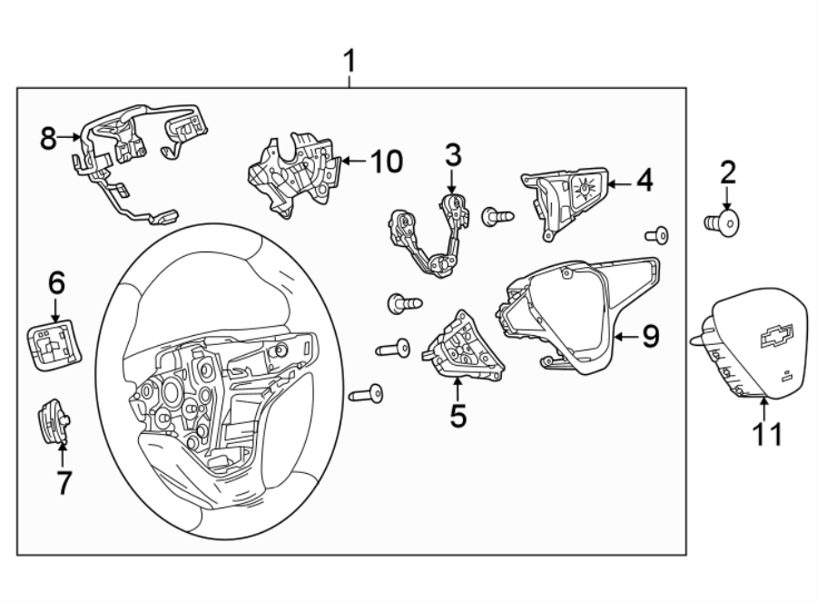 Diagram STEERING WHEEL & TRIM. for your 2021 Chevrolet Suburban  Premier Sport Utility  