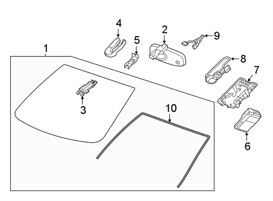 Diagram WINDSHIELD. GLASS. REVEAL MOLDINGS. for your 2008 Buick Enclave  CX Sport Utility 3.6L V6 A/T AWD 