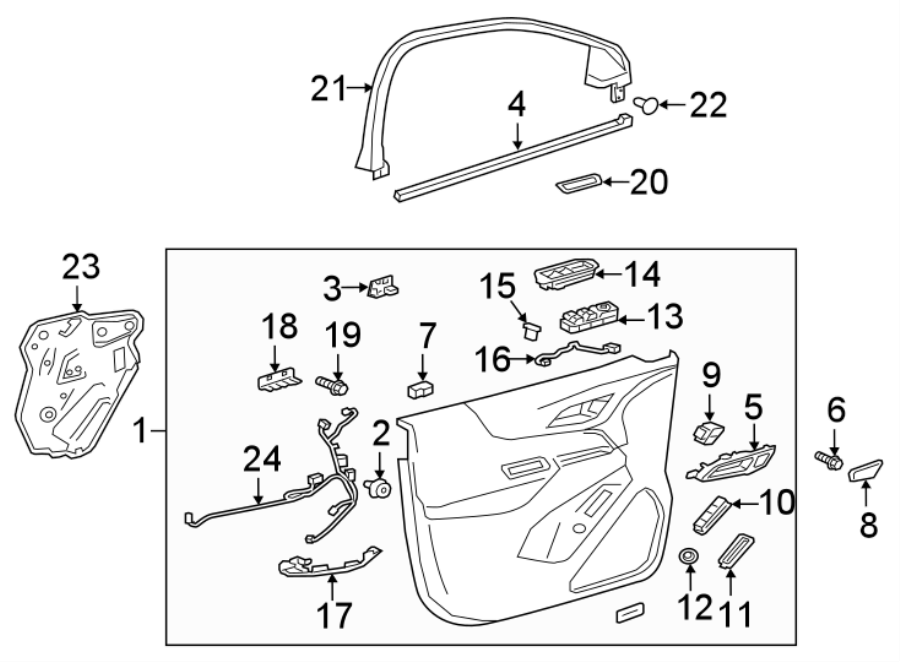 Diagram FRONT DOOR. INTERIOR TRIM. for your 2023 Buick Envision   