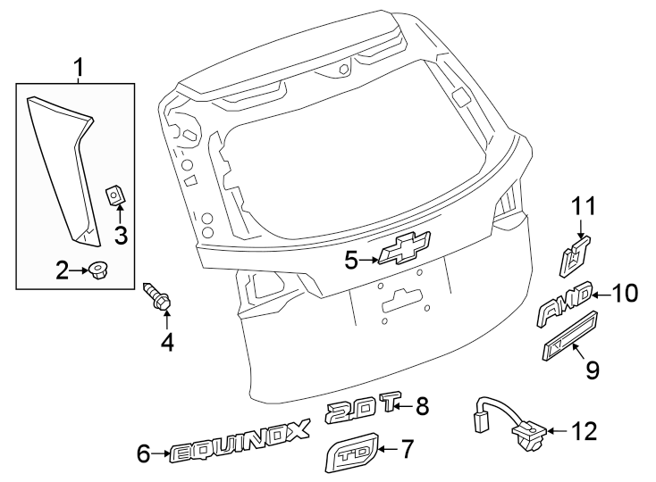 Diagram Lift gate. Exterior trim. for your 2025 Cadillac XT4   