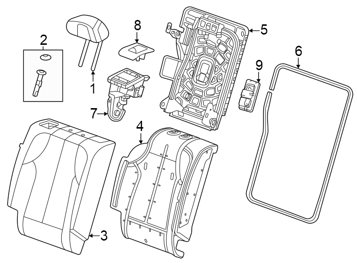 Diagram Seats & tracks. Rear seat components. for your Cadillac ATS  