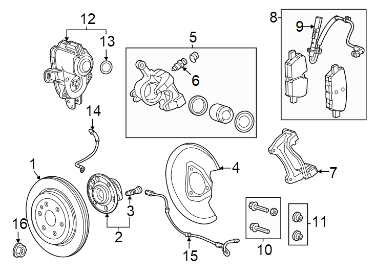 Diagram Rear suspension. Brake components. for your 2011 GMC Canyon   