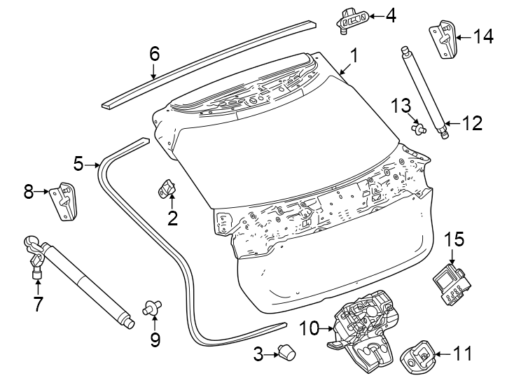 Diagram Lift gate. Gate & hardware. for your 2020 Chevrolet Traverse    