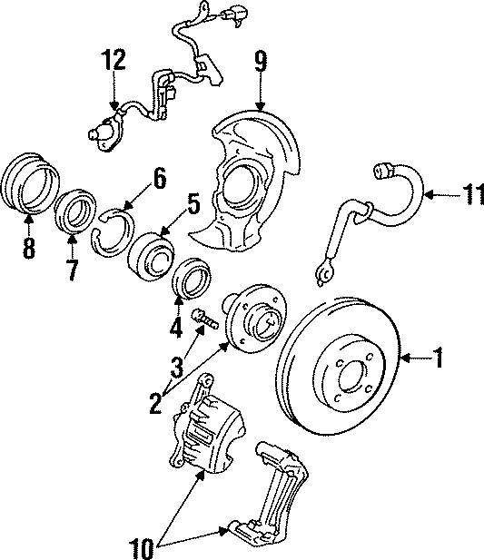 Diagram FRONT SUSPENSION. BRAKE COMPONENTS. for your 2004 GMC Sierra 2500 HD 8.1L Vortec V8 M/T RWD SLE Standard Cab Pickup Fleetside 