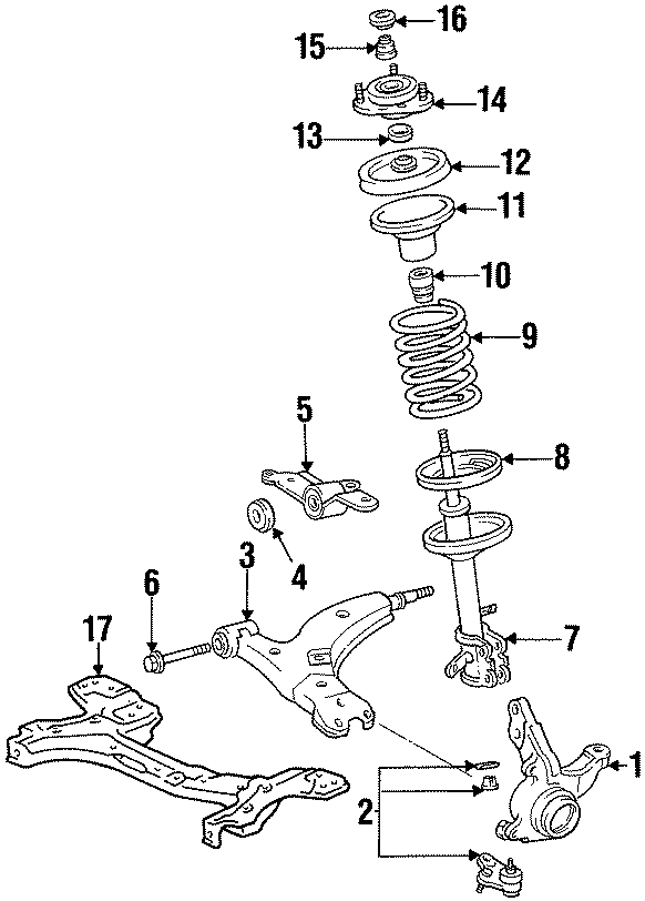 Diagram FRONT SUSPENSION. SUSPENSION COMPONENTS. for your 2017 GMC Sierra 2500 HD 6.0L Vortec V8 A/T 4WD Base Crew Cab Pickup Fleetside 