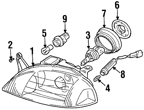 Diagram FRONT LAMPS. HEADLAMP COMPONENTS. for your 2003 GMC Sierra 2500 HD 6.0L Vortec V8 M/T RWD SLT Extended Cab Pickup 