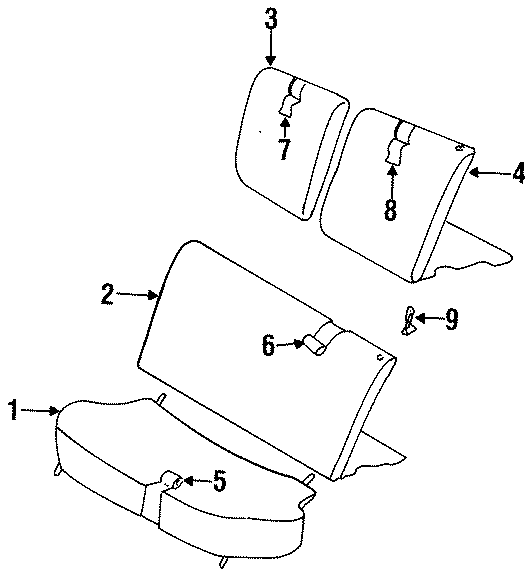 Diagram SEATS & TRACKS. REAR SEAT COMPONENTS. for your Chevrolet Metro  