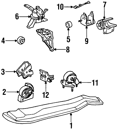 Diagram ENGINE / TRANSAXLE. ENGINE & TRANS MOUNTING. for your 2002 Chevrolet Camaro 5.7L Chevrolet V8 A/T Z28 Coupe 