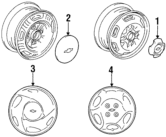 Diagram WHEELS. COVERS & TRIM. for your 2018 GMC Sierra 1500 SLE Extended Cab Pickup 5.3L EcoTec3 V8 A/T 4WD 