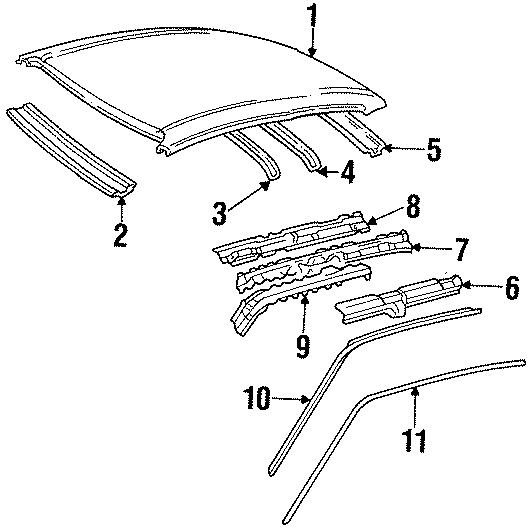 Diagram ROOF & COMPONENTS. for your Chevrolet Prizm  