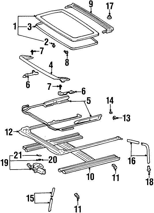 6front. lower. rear. sunroof glass. sunroof sunshade. type 1. type 2. upper.https://images.simplepart.com/images/parts/motor/fullsize/HC98265.png