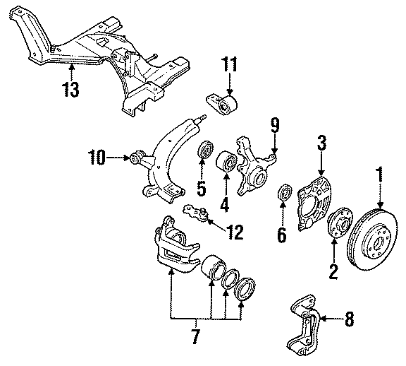 Diagram FRONT SUSPENSION. BRAKE COMPONENTS. SUSPENSION COMPONENTS. for your 2002 GMC Sierra 2500 HD 6.0L Vortec V8 A/T RWD SL Standard Cab Pickup Fleetside 