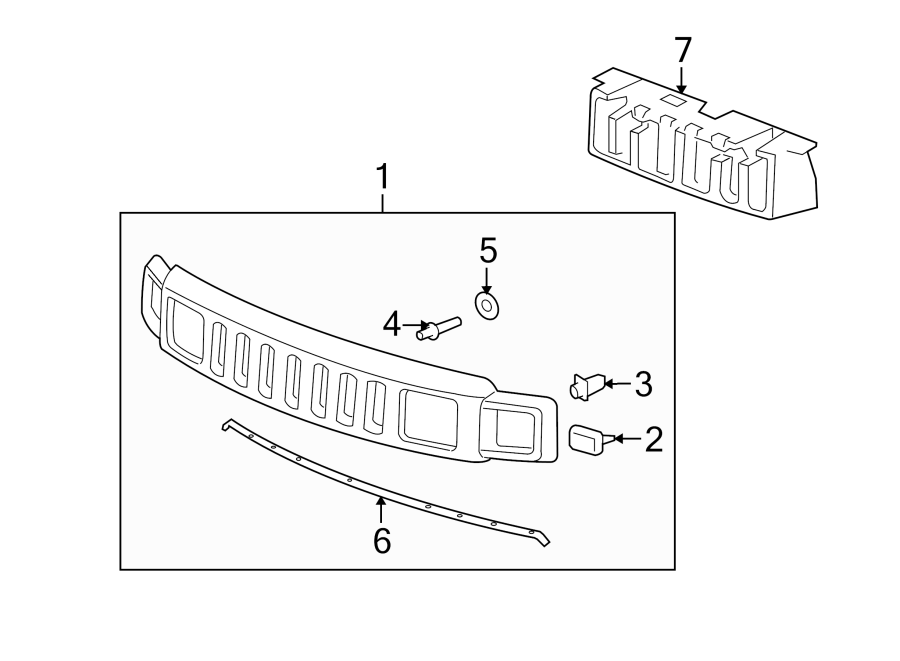 Diagram GRILLE & COMPONENTS. for your 2005 Chevrolet Tahoe    