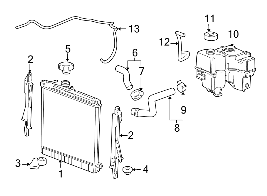 Diagram RADIATOR & COMPONENTS. for your 2011 Chevrolet Suburban 2500   