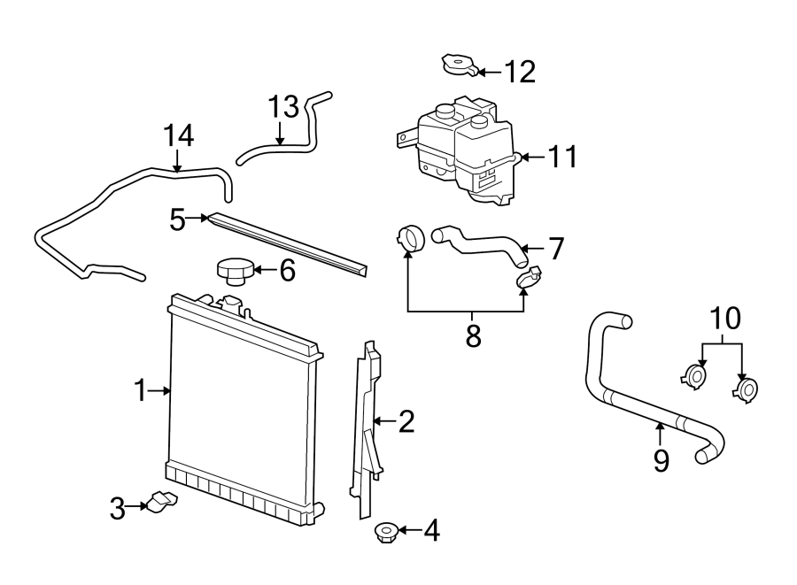 Diagram RADIATOR & COMPONENTS. for your 2002 Chevrolet Blazer   