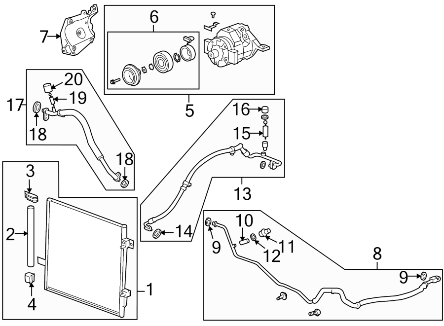 Diagram AIR CONDITIONER & HEATER. COMPRESSOR & LINES. CONDENSER. for your 2017 Chevrolet Spark   