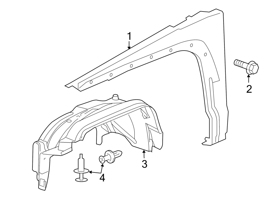 Diagram FENDER & COMPONENTS. for your 2018 GMC Sierra 2500 HD 6.6L Duramax V8 DIESEL A/T 4WD Base Extended Cab Pickup Fleetside 