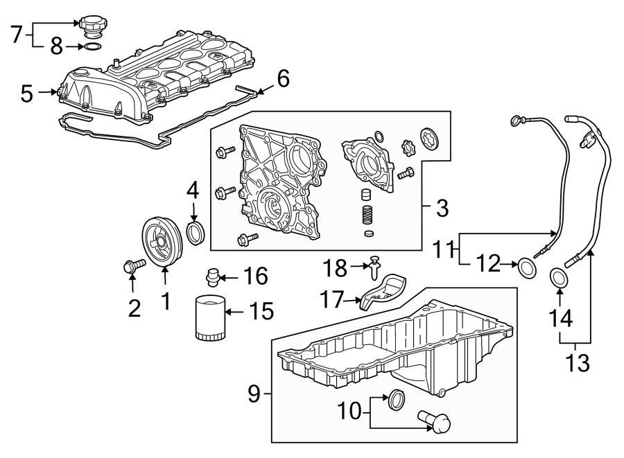 Diagram ENGINE PARTS. for your 2005 Chevrolet Silverado 3500 LS Crew Cab Pickup 6.6L Duramax V8 DIESEL M/T RWD 