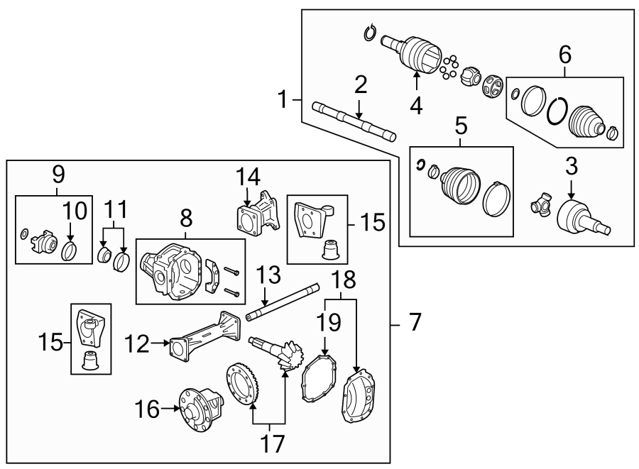 Diagram FRONT SUSPENSION. CARRIER & FRONT AXLES. for your 2002 GMC Sierra 2500 HD 8.1L Vortec V8 M/T 4WD SL Standard Cab Pickup Fleetside 