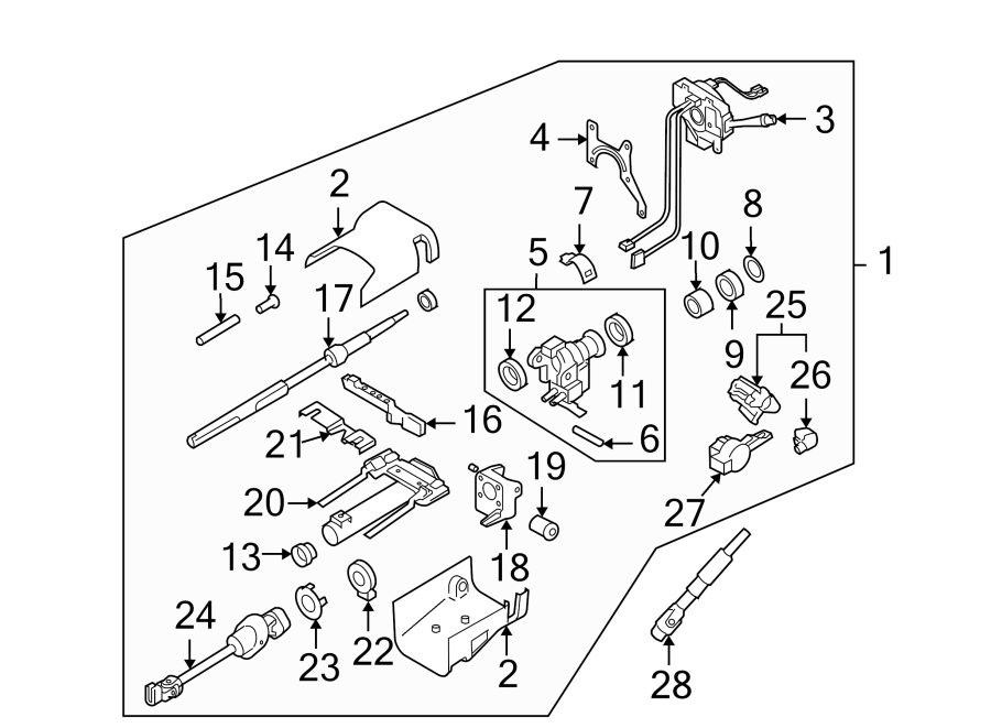 Diagram HOUSING & COMPONENTS. STEERING COLUMN ASSEMBLY. for your 2005 Chevrolet Astro Base Extended Cargo Van 4.3L Vortec V6 A/T AWD 