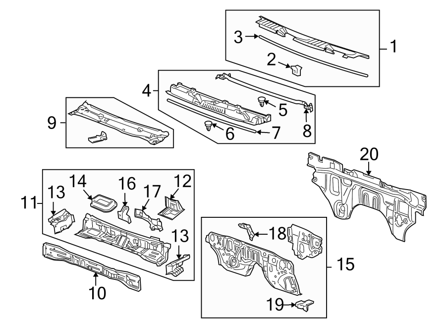 Diagram COWL. for your 2008 Chevrolet Express 2500   