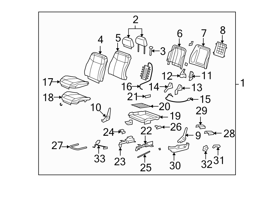 Diagram SEATS & TRACKS. DRIVER SEAT COMPONENTS. for your 2004 Cadillac Escalade EXT   