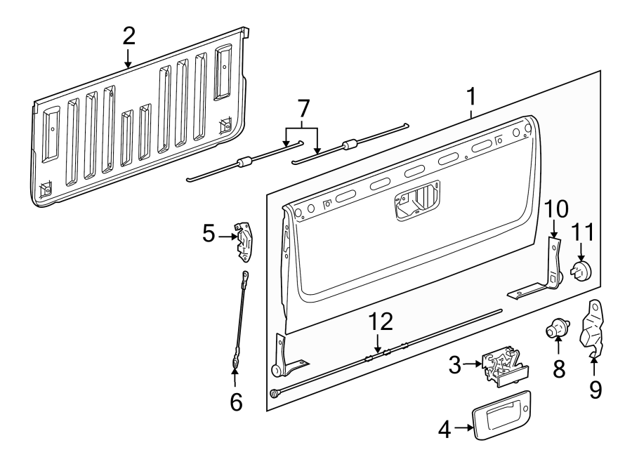 PICK UP BOX. TAIL GATE. Diagram