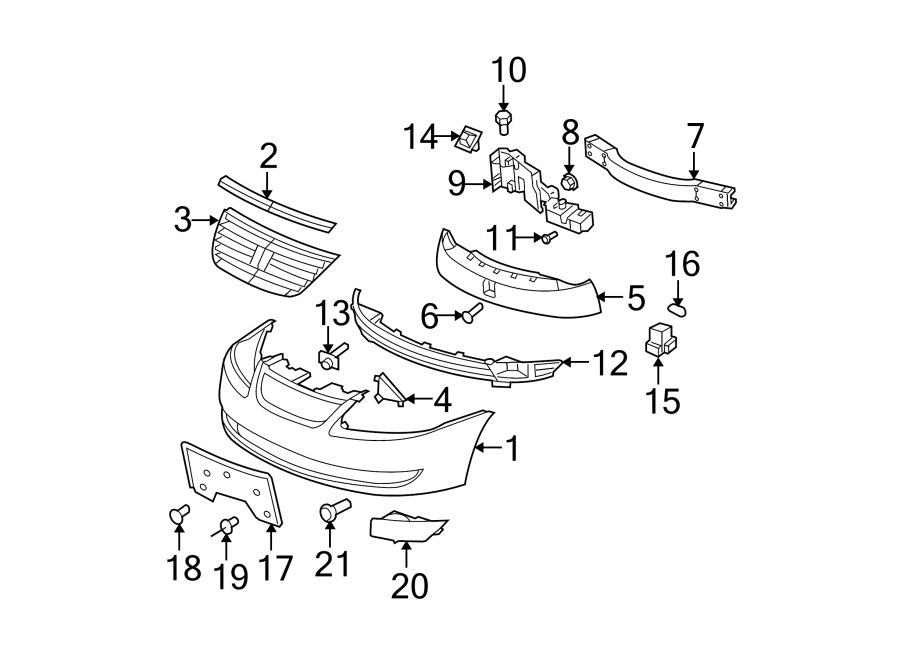 Diagram FRONT BUMPER. BUMPER & COMPONENTS. for your 2021 GMC Sierra 2500 HD 6.6L Duramax V8 DIESEL A/T 4WD Base Extended Cab Pickup Fleetside 