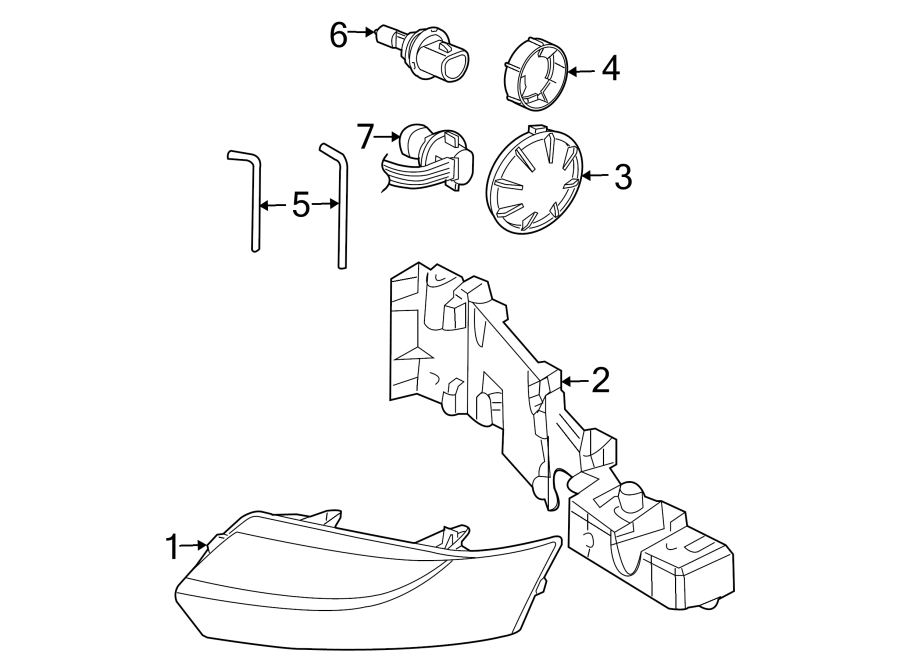 Diagram FRONT LAMPS. HEADLAMP COMPONENTS. for your 2003 GMC Sierra 2500 HD 8.1L Vortec V8 M/T 4WD SLT Extended Cab Pickup 