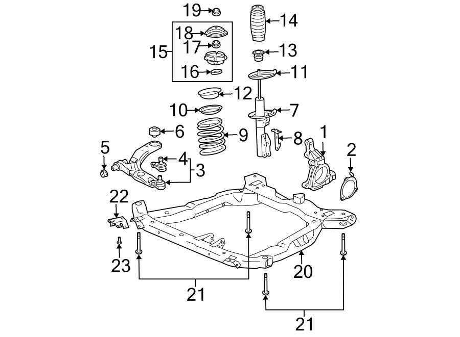 Diagram FRONT SUSPENSION. SUSPENSION COMPONENTS. for your 2019 GMC Sierra 2500 HD 6.0L Vortec V8 A/T RWD Base Extended Cab Pickup Fleetside 