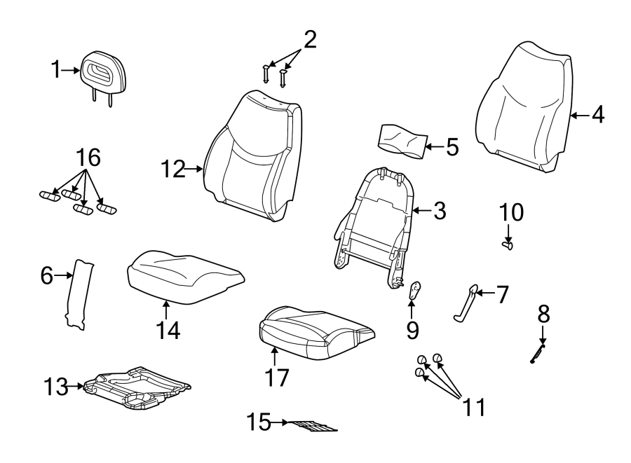 Diagram SEATS & TRACKS. FRONT SEAT COMPONENTS. for your 2005 Chevrolet Express 2500   