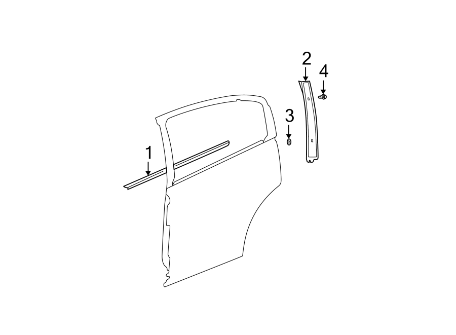 Diagram REAR DOOR. EXTERIOR TRIM. for your 2002 GMC Sierra 3500 6.0L Vortec V8 M/T RWD Base Extended Cab Pickup Fleetside 