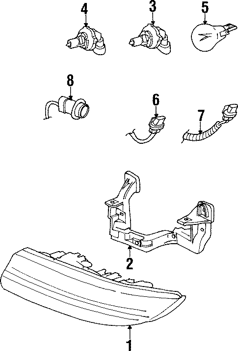 Diagram FRONT LAMPS. HEADLAMP COMPONENTS. for your 2011 Chevrolet Express 2500   