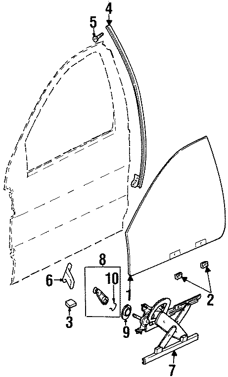 Diagram FRONT DOOR. GLASS & HARDWARE. for your 2014 Chevrolet Spark 1.2L Ecotec CVT LT Hatchback 