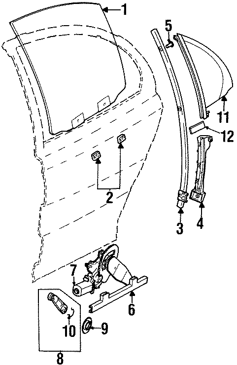 Diagram REAR DOOR. GLASS & HARDWARE. for your 2015 Chevrolet Spark   