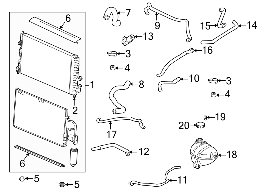 Diagram RADIATOR & COMPONENTS. for your 2020 GMC Yukon XL   