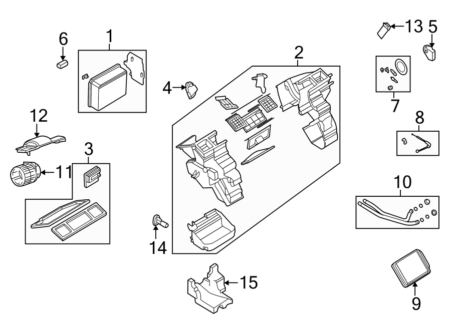 3Air conditioner & heater. Evaporator & heater components. Side panel & components.https://images.simplepart.com/images/parts/motor/fullsize/IC00115.png