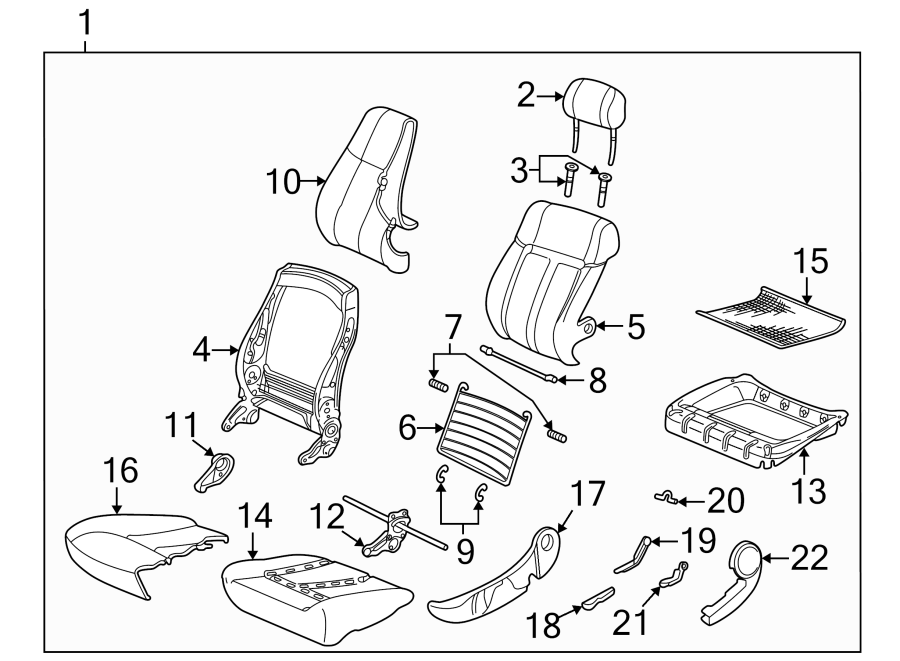 Diagram SEATS & TRACKS. FRONT SEAT COMPONENTS. for your 2005 Chevrolet Express 3500   