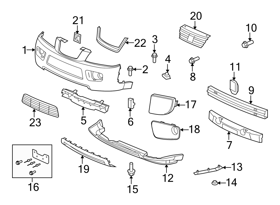 FRONT BUMPER & GRILLE. BUMPER & COMPONENTS. Diagram